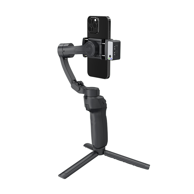 Gimbal Stabilizer Phone Foldable 3-Axishandheld Rotation Auto AI Face Tracking with Fill Light for Live Streaming