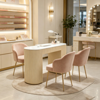 Tables de manucure pour salon de beauté, table de manucure multi-rangements en bois, ensemble table et chaise de salon de manucure avec sèche-ongles pour salon