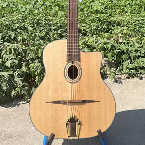 Aiersi Guitare <span class=keywords><strong>jazz</strong></span> gitane à trou ovale en épicéa massif avec instrument à cordes folk archtop vintage de haute qualité logo personnalisé - Product Image 1