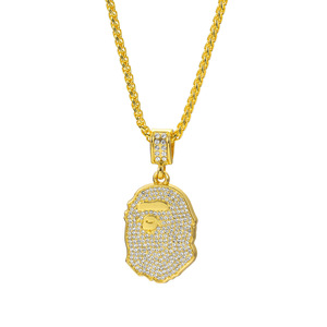 Collier pendentif tête de singe en zircon complet, nouveau design, vente en gros, bijoux pour hommes style hip-hop, accessoires de scène quotidiens, approvisionnement en vrac - Product Image 1