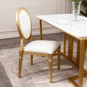 Chaises de salle à manger empilables pour hôtels, restaurants et maisons, dossier ovale, chaises <span class=keywords><strong>Louis</strong></span> dorées, chaises en résine plastique rembourrées à vendre - Product Image 6