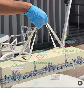 Recycelbare Schokoladenkuchen-Papierverpackungsbox Schokoladenüberzogene Erdbeerbox Tiramisu-Keksteig-Verpackungsbox mit Band - Product Image 5