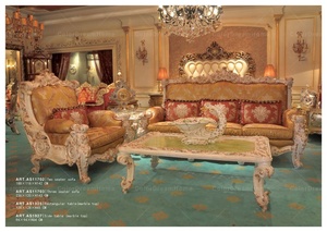 Set di Divani in Velluto Rosso con Cornice in Legno Dorato Francese di Alta Qualità, Design Antico per Arredamento <span class=keywords><strong>Soggiorno</strong></span> - Product Image 4