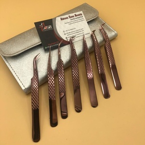 Pince à épiler d'extension de cils en acier inoxydable durable japonais à poignée de diamant en or rose chaque pince à épiler ASB pointe pointue testée à la main - Product Image 5