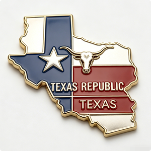Insignia de recuerdo de graduación de Texas, de aleación de zinc chapada en oro, con forma de mapa, esmaltada y con impresión UV, para la bandera del estado de Texas. - Product Image 2