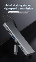 Hub USB C Adaptateur Multiport 6 en 1 USB C Dongle avec 2 USB-A 100W PD Charge 4K HDTV SD/TF Lecteur de Carte Compatible avec MacBook