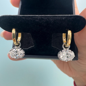 Boucles <span class=keywords><strong>d</strong></span>'oreilles pendantes ovales en <span class=keywords><strong>or</strong></span> massif 10K 14K avec diamants de laboratoire de 1 à 4 carats, style géorgien, <span class=keywords><strong>et</strong></span> boucles <span class=keywords><strong>d</strong></span>'oreilles pendantes Huggie en diamants de laboratoire - Product Image 5