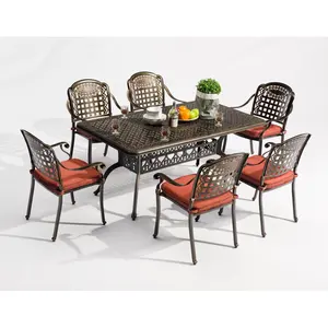 Muebles de Patio de aluminio fundido, sillas de jardín, mesa, juego de comedor moderno