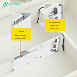 Divisor de cajón de plástico de doble resorte Diseño retráctil Superficie antisuciedad texturizada Divisores de organizador de cajón ajustable - Product Image 3