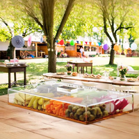 Plateau de rangement pour collations en plastique acrylique écologique MIXWARES avec couvercle doré, pour la cuisine, organisateur de service alimentaire