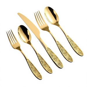 5 ensembles de couverts de luxe pour mariage, décoration de table, couverts dorés, gravure personnalisée, couverts fantaisie à vendre - Product Image 1