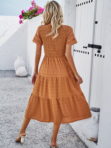 Robe de soirée grande taille - Robe de soirée asymétrique à volants pour femme : <span class=keywords><strong>Maxi</strong></span> plissée taille empire pour l'été - Product Image 2
