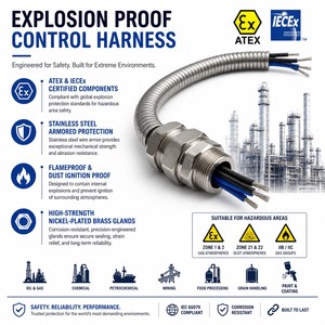 Kabel Harness Kontrol Industri Anti Ledakan ATEX dengan Konduktor Tembaga Berlapis Perak dan Baja Tahan Karat Kelas Vakum - Product Image 2