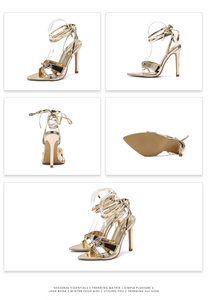 Zapatos de Novia de Verano y Otoño 2024, Zapatos de Tacón Alto con Tiras Cruzadas y Punta Abierta, Zapatos de Mujer con Tacones Finos de Malla para Fiesta - Product Image 6