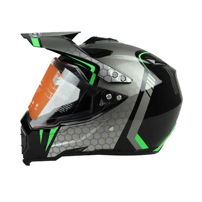 WLT Helm Motor Off Road Berpelindung, Helm Motocross Casco, Helm Tabrakan Aman dengan Perisai dan Puncak Dapat Dilepas