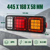 Feu arrière combiné HSSH 44 LED avec cadre en fer 12V 24V, feux stop, clignotants et marche arrière pour camion et remorque