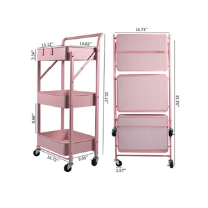 Estante de almacenamiento giratorio para el hogar, carrito de fruta plegable, mueble organizador de vajilla móvil, color negro - Product Image 2
