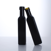 250ml 500ml 750ml 1L Botella de aceite de oliva cuadrada vacía Botella de aceite de oliva de vidrio negro mate con tapas
