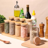Ensemble de 12 pots à épices en verre borosilicate écologiques pour usage domestique avec couvercles hermétiques en bambou, compatibles micro-ondes et lave-vaisselle