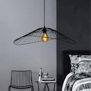 Black Industrial Metal Wrought Iron Designed Silhouette Lampshade Pendant Hanging Lamp for Home Hotel Restaurant Decoration