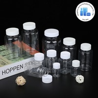 Bouteille en plastique transparent PET de 20 ml/50 ml/100 ml/200 ml/300 ml/500 ml avec bouchon à vis à large ouverture pour l'emballage de capsules