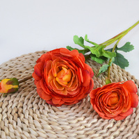 Vente en gros de fleurs de pivoines de mariage de haute qualité Camélia en soie artificielle à 3 têtes pour la décoration de la maison de mariage
