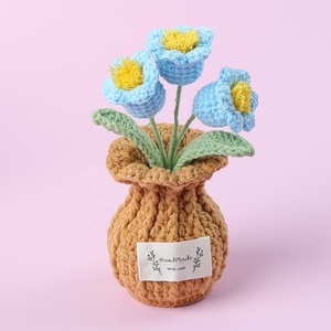 Quà tặng đồ trang trí Handmade Crochet đan hoa cây hoa tulip hoa hướng dương bướm Quên Tôi không chậu hoa trong Crochet bình nồi - Product Image 5