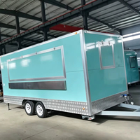 Remorque alimentaire mobile carrée à double essieu, intérieur en acier inoxydable, pour concession commerciale, crème glacée, restauration rapide, camion alimentaire en fibre de verre