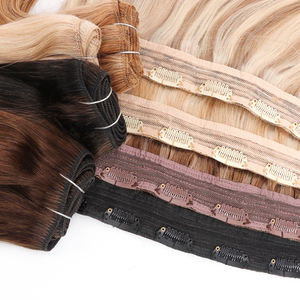 Extensions per capelli umani Remy 100% europei all'ingrosso, con clip, a pezzo singolo, a doppia trama, effetto halo color rame - Product Image 4