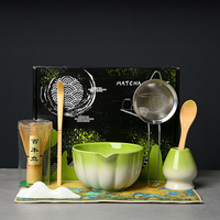 Ensemble de fouet à matcha en céramique avec logo personnalisé, bol, fouet à matcha en bambou japonais professionnel et cuillère avec tamis, coffret cadeau