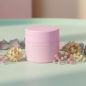 Customize Cosmetic Glass Jar 10g/5g Frosted with Pink Plastic Cap for Lip Balm Skin Care Cream & Lotion - Product Image 1
