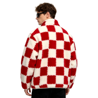 Veste en sherpa à carreaux pour homme, fermeture éclair, manteau en polaire d'hiver, fabrication sur mesure, étiquette privée, vente en gros