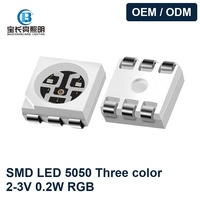 Tira de LED RGB a Todo Color, Rojo, Verde y Azul, SMD 5050, 0.2W, Chip Sanan Brillante, 6 Pines, 3 en 1, Ambiente, Flexible