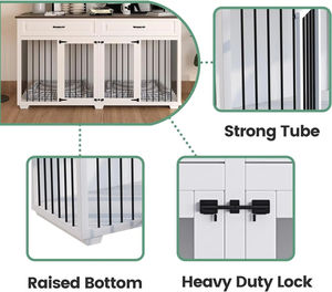 Caseta de perro grande de estilo mueble con diseño sólido, habitaciones dobles, casa de perro interior de hierro de madera con cajones, caja divisoria para perros - Product Image 3