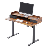Bureau debout électrique réglable en hauteur avec double tiroir grande table d'ordinateur de bureau avec étagère de rangement bureau assis
