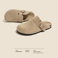 Nouvelles chaussures de loisirs semi-ouvertes pour femmes Birkenneth, tendance mode, couleur unie, automne, plates, épaisses, style rétro, design décontracté, semelle intérieure en EVA