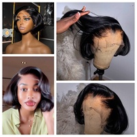 Perruques en cheveux humains coupe Pixie, style Sassoon naturel, perruques à dentelle en T, perruque courte sans colle