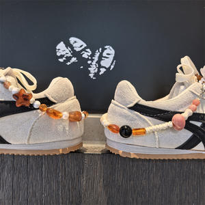 Chaîne de talon perlée haut de gamme faite à la main Hot Maillard MIU, avec nœud en dentelle léopard et boucle de lacet fleurie, décoration de style allemand pour entraînement - Product Image 3