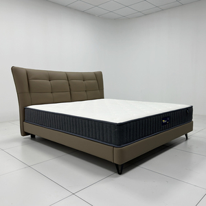 Modern King-Size Double Genuine Leather Adjustable Height Eco-Friendly Soft <strong>Bed</strong> <strong>Pine</strong> Wood <strong>Frame</strong> Minimalist Design - Product Image 1