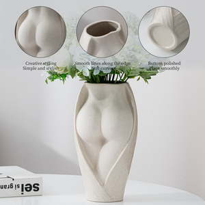 <span class=keywords><strong>Vase</strong></span> en céramique blanc mat, design artistique chic nordique, forme de corps sexy, moderne et unique, pour la décoration du salon - Product Image 1