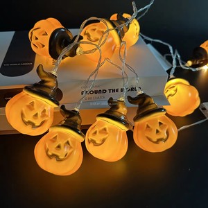 Đáng sợ treo thắp sáng cam bí ngô Wizard hat Halloween trang trí Pin hoạt động <span class=keywords><strong>LED</strong></span> Halloween bí ngô chuỗi đèn - Product Image 1