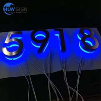 Numéros de maison rétroéclairés en acier inoxydable IP65 avec température de couleur personnalisable, enseigne métallique rétroéclairée pour immeuble d'appartements