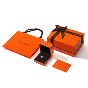 <b>Orange</b> Cardboard Jewelry and Cosmetic Gift Box Set with Ribbon for Packaging - Product Image 3