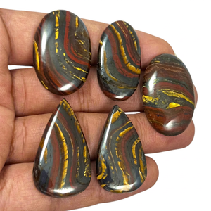 Cabochons en Œil de Tigre Naturel de Haute Qualité – Pierres Précieuses Énergétiques en Gros, Formes Mixtes, Cabochons Libres - Product Image 1