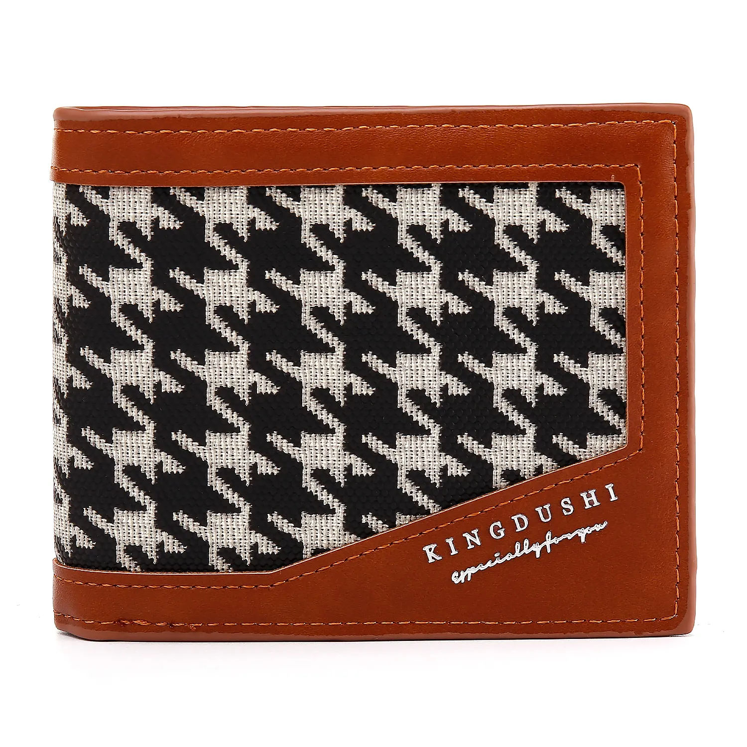 Nouveau design de portefeuille en cuir PU pour hommes porte-cartes multi-cartes court RFID fenêtre d'identification visible à la mode motif floral serrure PVC ouverte