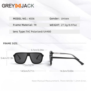 Gafas de Sol Unisex Greyjack, Armazón de Aleación de Cobre TR90, Lentes TAC con Protección UV400, Estilo Negro Extragrande K036 - Product Image 2