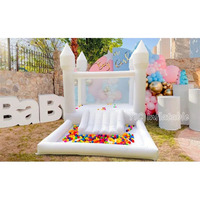Château gonflable premium blanc pastel avec toboggan et piscine à balles pour mariage, fête, personnalisable/OEM