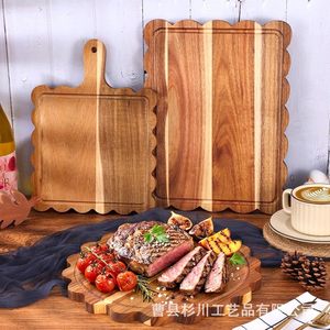 <b>Wooden</b> Chopping Board Rectangle Multifunction Kitchen Cutting Board For Bread Fruit Pastry Solid Wood Tray - Product Image 4
