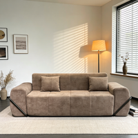 Canapé modulaire sectionnel rembourré en polaire bleu marine, à dépliage rapide, pour entrées étroites, idéal pour location, loft, villa, école, écologique