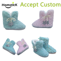 Chaussons d'intérieur chauds en peluche à motif étoile bleue pour femmes, conformes à la norme californienne Prop 65, faible MOQ, vente en gros